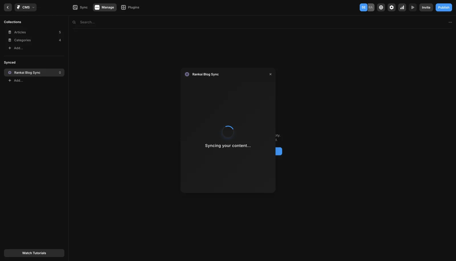 Framer RankAI plugin showing the Sync action