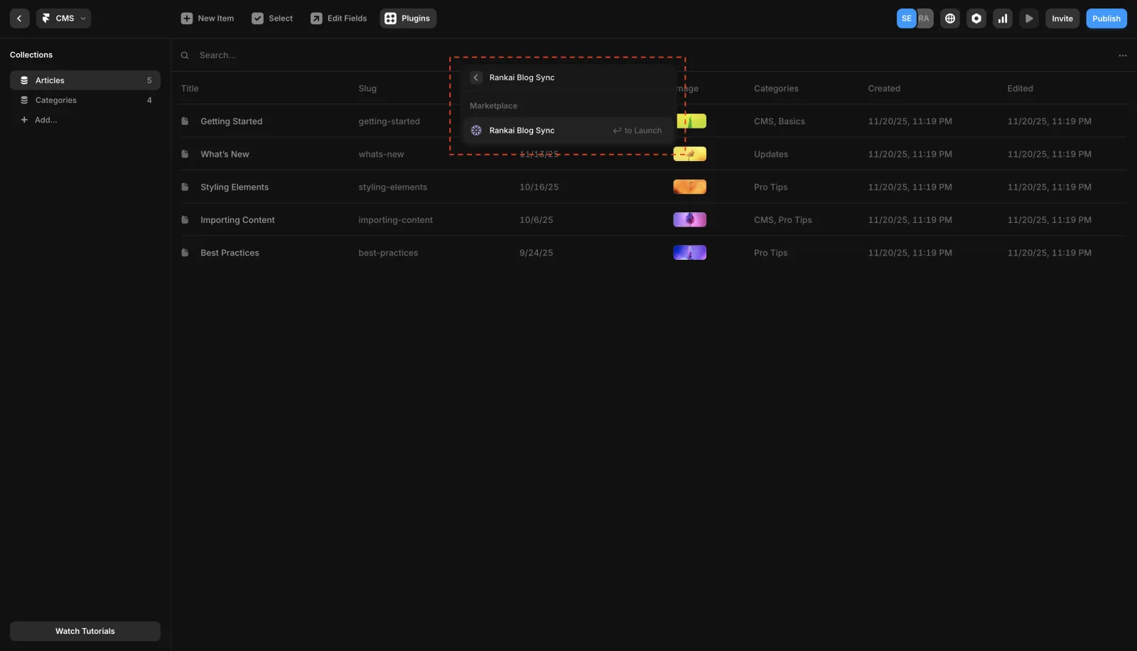 Framer plugin browser with RankAI search results