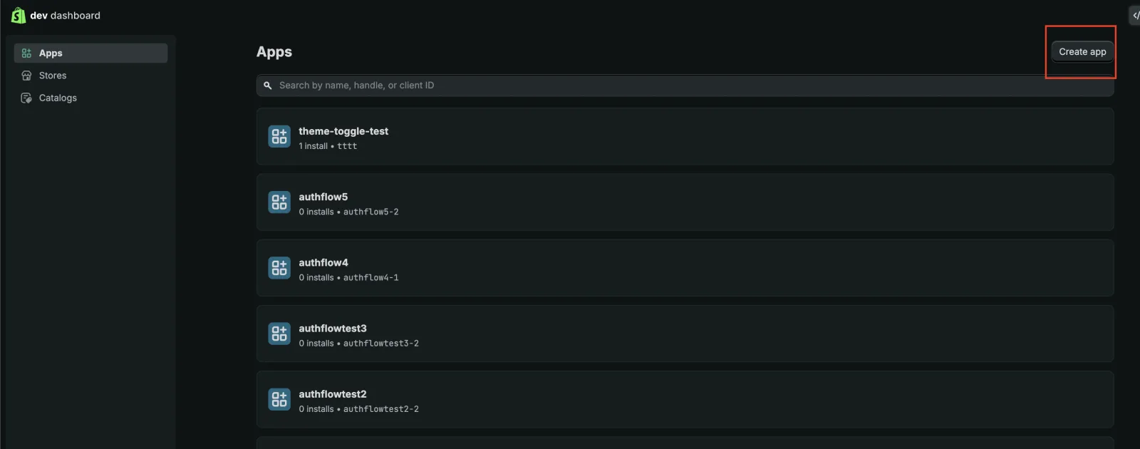 Shopify Apps settings with Develop apps button