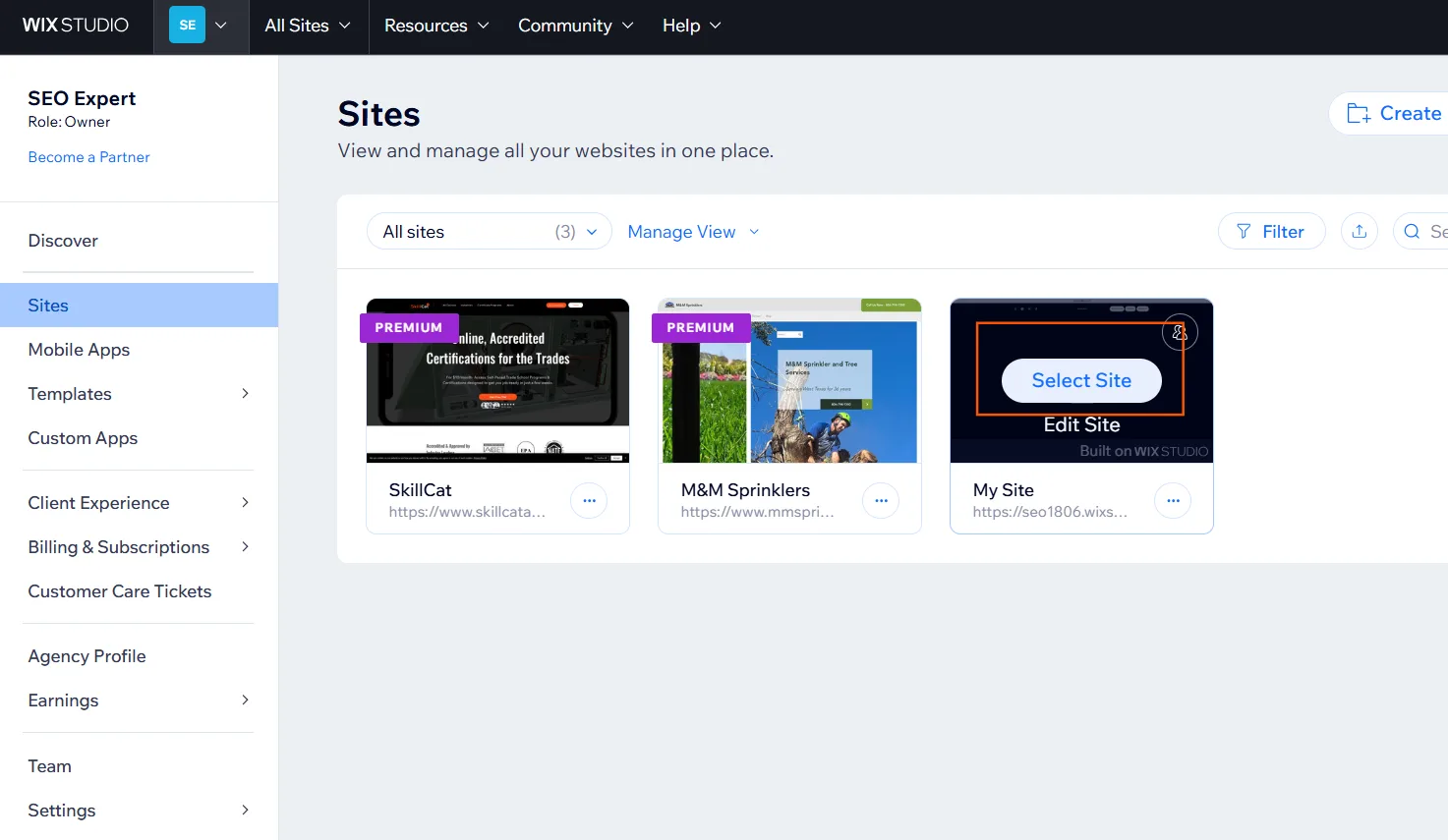 Select Site button