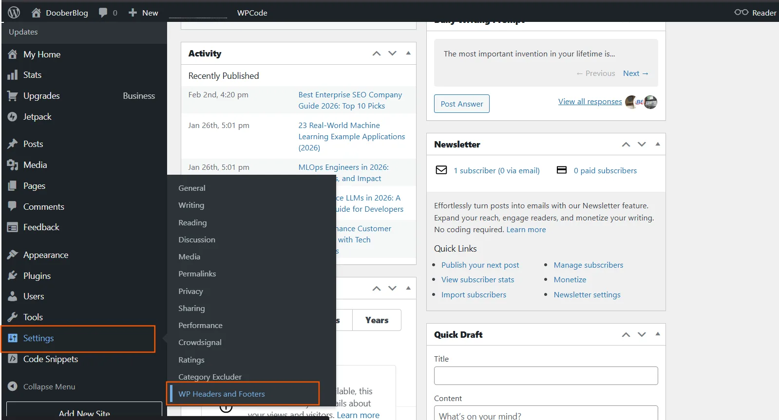 Header and Footer boxes