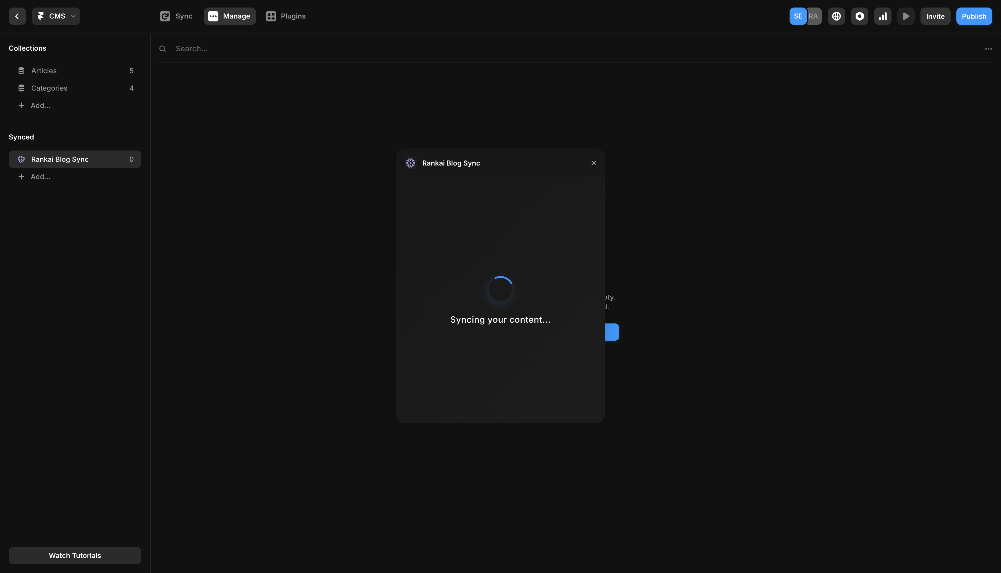 Framer RankAI plugin showing the Sync action