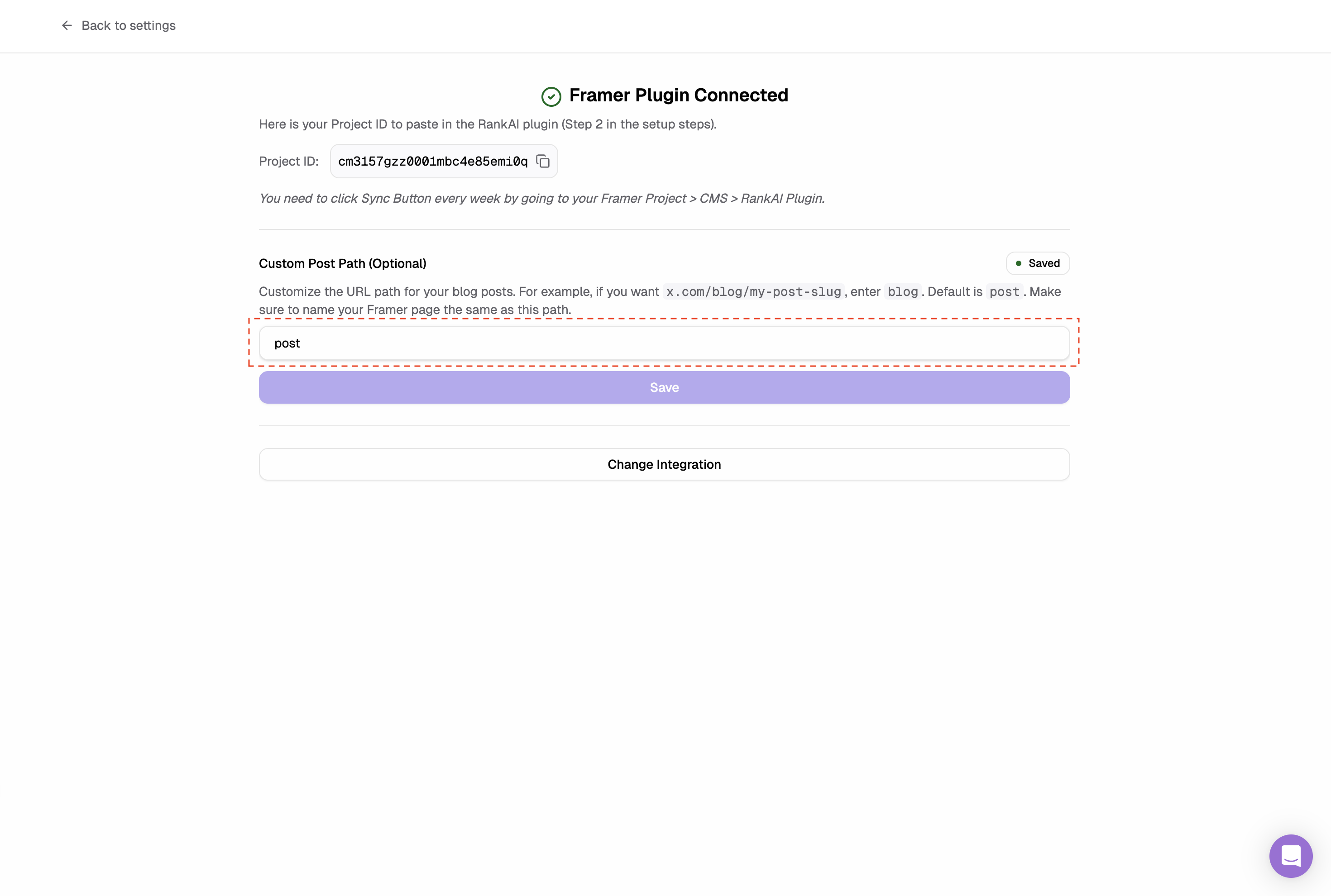 Framer RankAI change page path