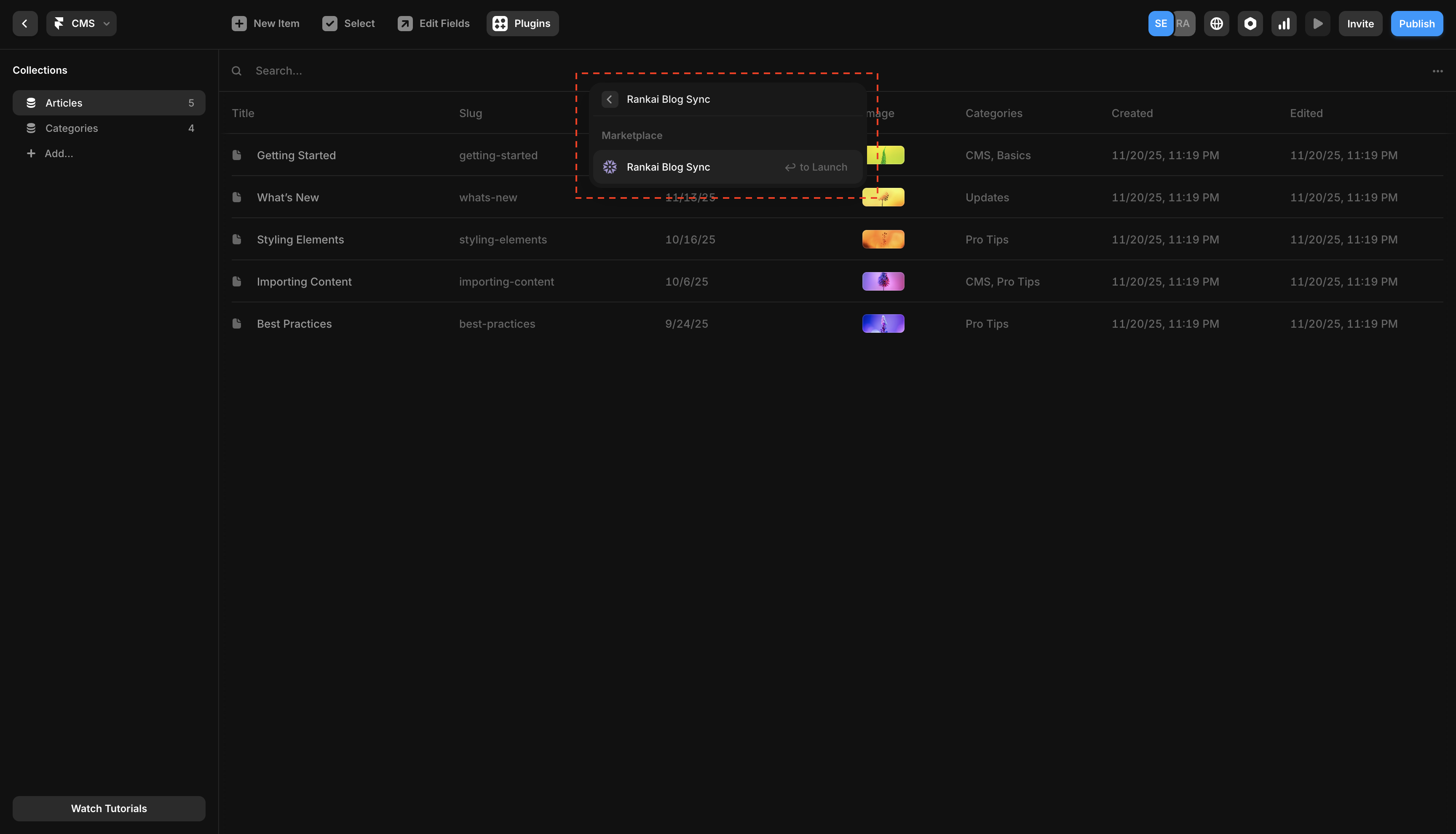 Framer plugin browser with RankAI search results